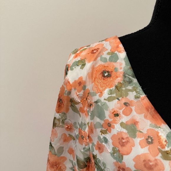 **INC INTERNATIONAL CONCEPTS* Plus Orange Floral Long Sleeve Dress Size 16 - Picture 4 of 8